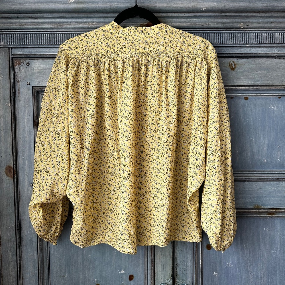 Doën O’Keeffe Top in Moonflower, Pale Yellow Floral Button-Up Blouse - Picture 9 of 12